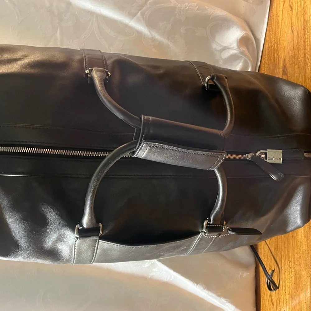 Coach Weekender Travel Bag Black Leather - Picture 4 of 11